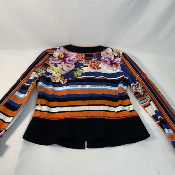 Joseph Ribkoff Floral & Stripe Zip Jacket – Size 10 (CAN/USA) - Picture 12 of 15